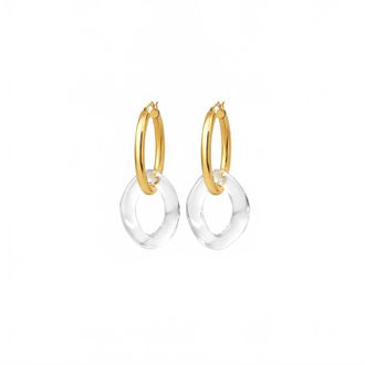 Gold & Honey Womens Lucite Curb Link Hoop Earrings In Clear