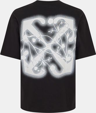 Off-white Mens Off White Flower Crew Neck Short Sleeve T-Shirt in Black-White - Size X-Small