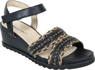 David Tate Kind Ankle Strap Platform Wedge Sandal in Black at Nordstrom, Size 11
