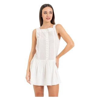 Kocca Short Dresses, female, White, Size: XL Sleeveless Cotton Dress with Square Neck