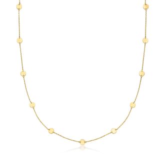 RS Pure by Ross-Simons Italian 14kt Yellow Gold Disc Station Necklace