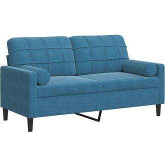vidaXL Vidaxl - Sof&aacute; De 2 Plazas Con Cojines Terciopelo Azul 140 Cm