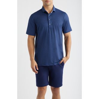 Greyson Ghost Thistle Geo Print Performance Golf Polo in Maltese Blue at Nordstrom, Size Xx-Large