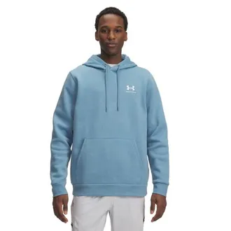 Under Armour Mens Essential Fleece Hoodie - Blue Smoke/White