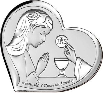 OEM Cuadro En Plata Con Grabado Con Motivo De Primera Comuni&oacute;n Para Ni&ntilde;a 6517a 11,5 X 10 Cm