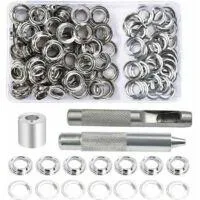 OEM Kit De Ojales, 100 Juegos De Ojales De 12 Mm, Kit De Reparaci&oacute;n De Lonas, Con 3 Herramientas Para Ojales - Kit De Ojales Para Lonas, Telas, Cortinas Y