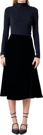 endless rose Womens Velvet Circle Midi Skirt In Black