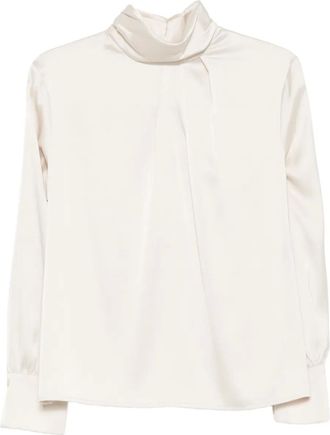 D.exterior high-neck long-sleeve top - White