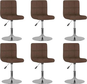 vidaXL Vidaxl - Sillas De Comedor Giratorias 6 Unidades Tela Marr&oacute;n
