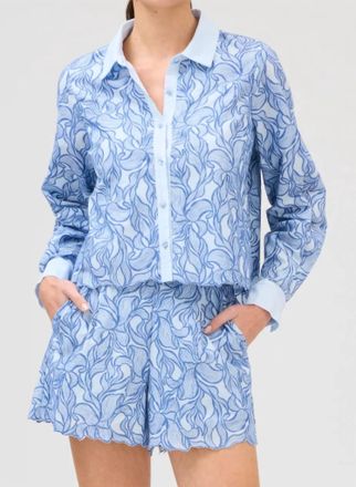 Allison Ainsley Embroiders Shorts In Blue Steel
