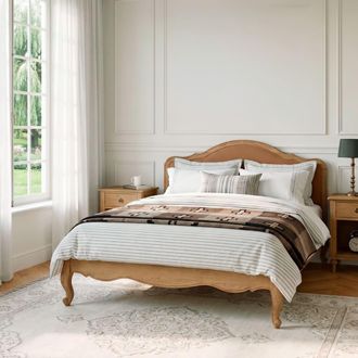Robin des Bois Cama doble de 160 x 200 en roble, estilo shabby chic. Ralph tabaco