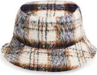 Melrose and Market Plaid Brushed Bucket Hat in Ivory Plaid at Nordstrom Rack