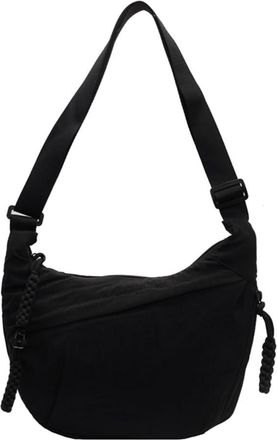 Generic Women Stylish Dumpling Bag Multi-pockets Fashion Shoulder Bag Large Capacity Crescent Crossbody Bag Adjustable Strap Simple Satchel Bag (Black)
