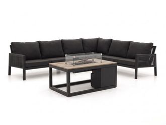 Manifesto Furniture + 10% kassakorting | Manifesto Alzano/Cosiraw hoek loungeset met vuurtafel 5-delig