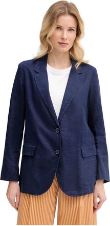 Benetton Jassen, Dames, Blauw, S, Linnen, Blazer van puur linnen