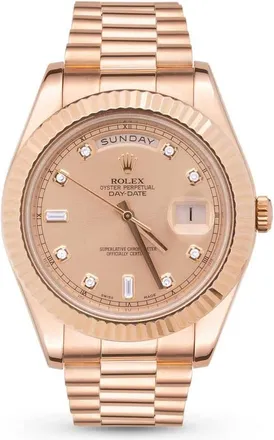 Rolex Pre-owned Rolex Presidential Day-Date II Automatic Chronometer Diamond Rose Gold Dial Mens Watch 218235 PDP