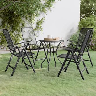 vidaXL Set De Comedor De Jard&iacute;n 5 Pzas Malla Metal Expandido Antracita Vidaxl