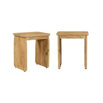 Sweeek Mesita de noche, mesa auxiliar ex&oacute;tica de madera de acacia, set de 2