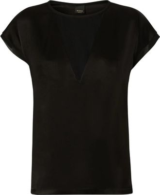 Pinko Blusa T-shirt Stijl - Dames - T-shirts - Zwart - M - Satijn - Tops