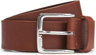 BOSS Italian-leather belt with silver-tone buckle