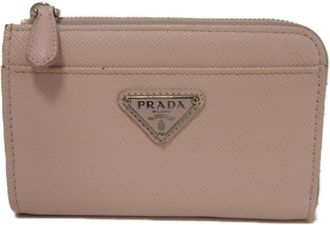 Prada Beige Pink Leather Coin Purse/Coin Case (Pre-Owned)