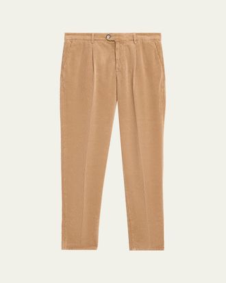 Brunello Cucinelli Mens Corduroy Tapered Leg Single-Pleated Pants