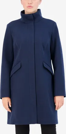 Cole Haan Womens Soft Twill Zip Up Coat - Blue Size 14