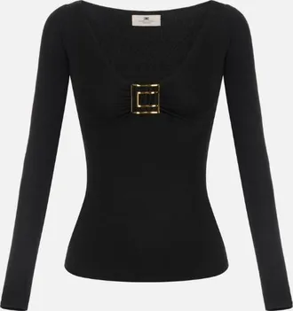 Elisabetta Franchi top met juweellogo