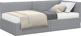 vidaXL Estructura De Cama Esquina Con Colch&oacute;n 2 Uds. Gris Claro Vidaxl