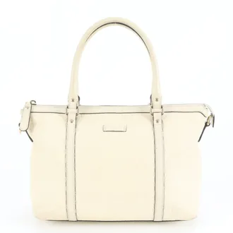 Gucci Ivory Leather Handbag Shoulder Bag Tote Bag (Pre-Owned)