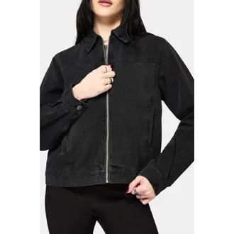 Disturbia Selin Boxy Denim Jacket in Black at Nordstrom, Size 14