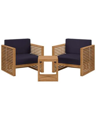 ModWay Carlsbad 3Pc Teak Wood Outdoor Patio Set