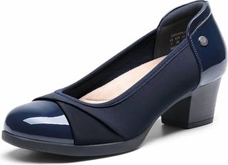 Dream Pairs Womens Chunky Block Closed Toe Heels In Navy