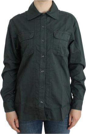 Roberto Cavalli Button Down Shirt - Dames - Overhemden - Grijs - S - Katoen - Overhemden
