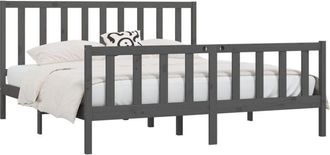 vidaXL Estructura De Cama De Madera Maciza Gris 200x200 Cm Vidaxl