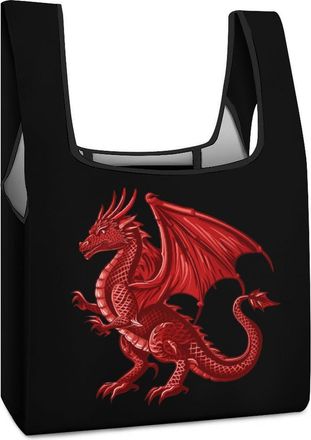 Generic Welsh Dragon Shopping Bags Reusable Grocery Bag Tote Bag Travel Storage Bags Organiser Pouch for Wmen Men