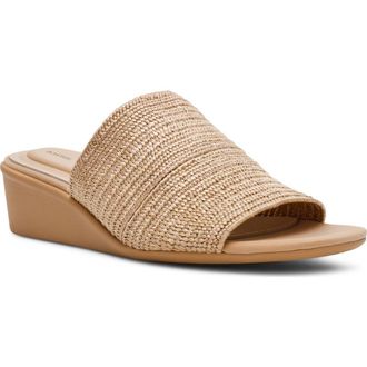 Anne Klein Wishful Wedge Slide Sandal in Natural Raffia at Nordstrom, Size 8.5