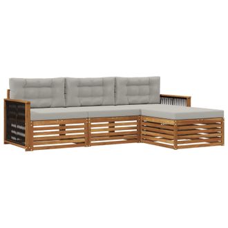 vidaXL Conjunto De Sof&aacute;s De Exterior Con Coj&iacute;n Natural Y Gris Claro Vidaxl