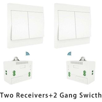 OEM Kit De Interruptor Y Receptor Inal&aacute;mbrico De 110-230 V, Dispositivo De Iluminaci&oacute;n Autoalimentado Con Control Remoto, Modelo: Blanco, 2 Receptores De 