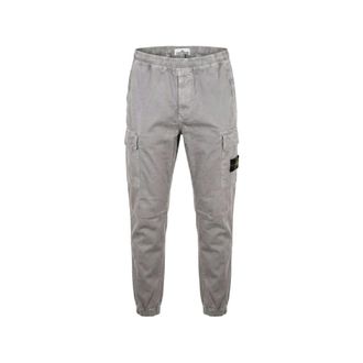 Stone Island Broeken, Heren, Grijs, W32, Katoen, Slim-fit Cargo Broek