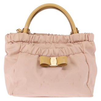 Ferragamo Vala Handbag Nylon Pink Nylon Handbag (Pre-Owned)