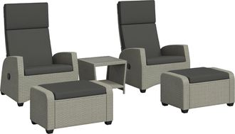 OUTSUNNY 5 PCs Rattan Garden Furniture Set with Reclining Chairs - Grey | TJ Hughes