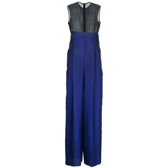 Ferragamo Ferragamo Two-Tone Silk Jumpsuit Blue