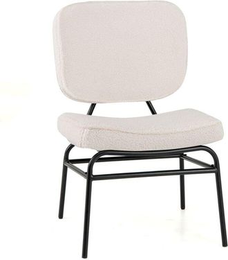 Costway Costway - Upholstered Accent Chair Sherpa Reading Chair w/Sponge- White