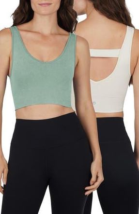 90 Degree by Reflex 2-Pack Bianca Stone Wash Seamless Tank in Chinois Green/Crystal Gray at Nordstrom Rack, Size Medium