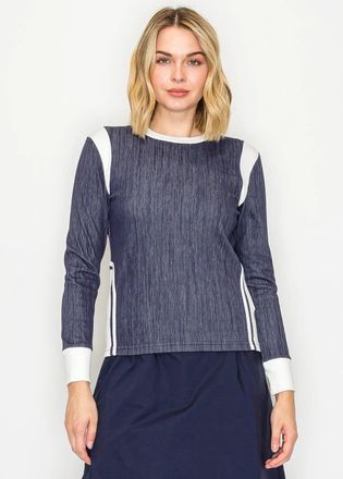YAL New York Color-Block Tee in Denim Navy and White