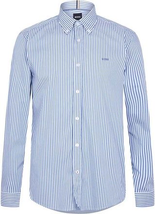 HUGO BOSS Herenoverhemd met verticale strepen, normale pasvorm (Medium Blauw)