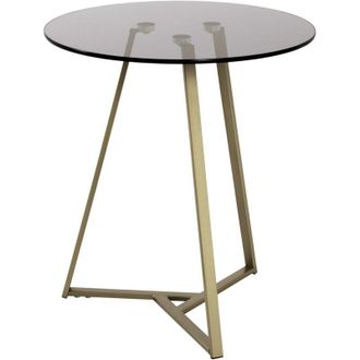 M&S Collection HAKU M&ouml;bel Tavolino oro, grigio, Metallo, vetro di sicurezza 8 mm - Dim. A 50 cm x &Oslash; 45 cm, Stile Art Deco