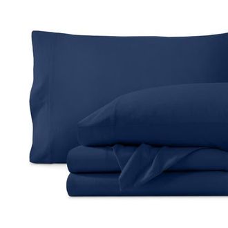 Bare Home Organic Cotton Jersey Sheet Set in Dark Blue at Nordstrom, Size Twin X-Long