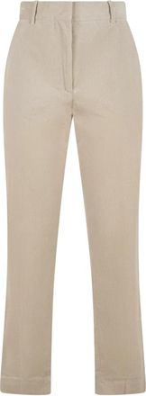 Moorer Sabry High-waisted Pants - Dames - Straight fit broeken - Beige - XS - Katoen - Broeken